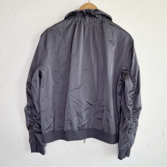 Lafayette 148 New York Rock Gray Kiki Satin Viscose Bomber Jacket $698 - Picture 5 of 9